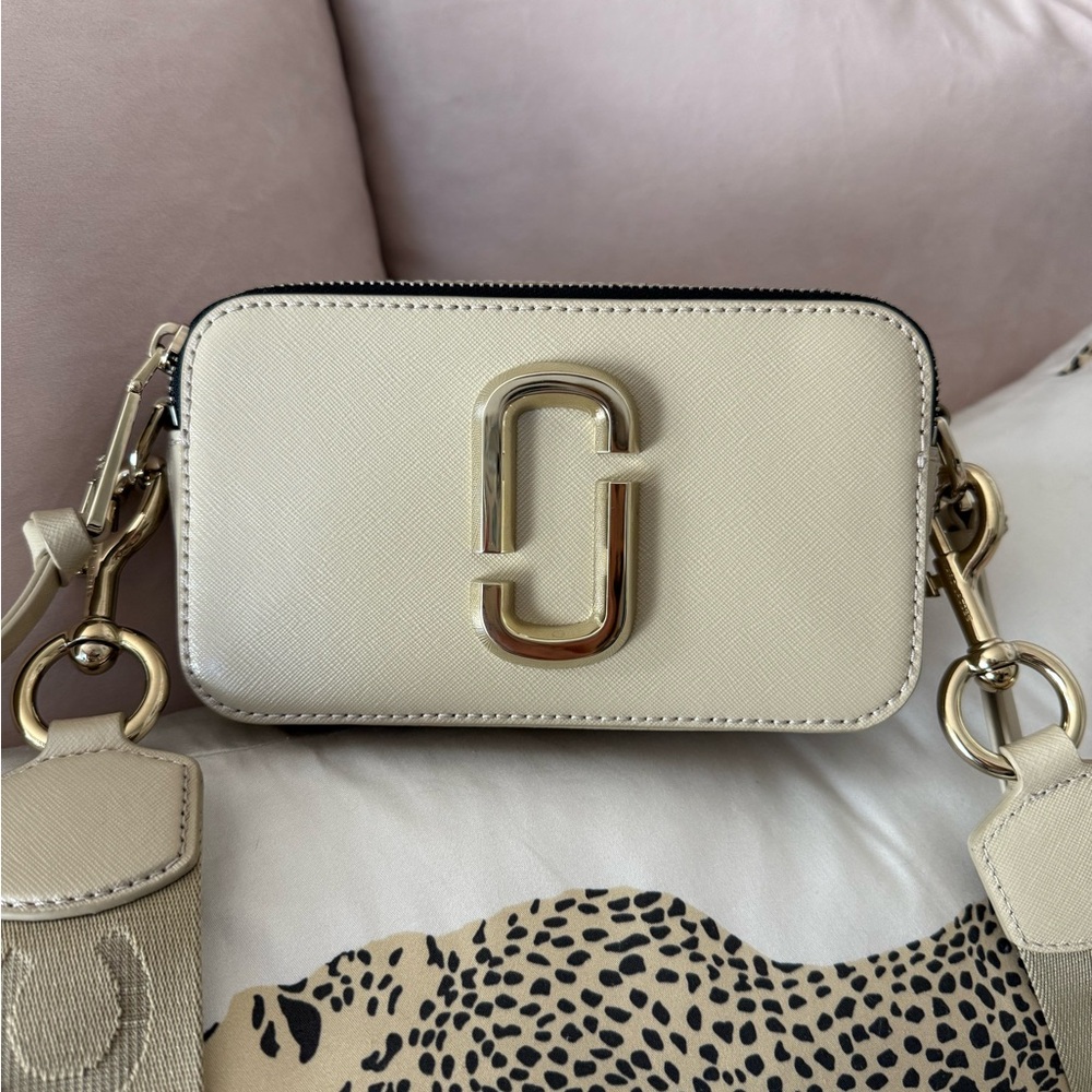 Marc Jacobs Beige Crossbody Bag with Gold Accents